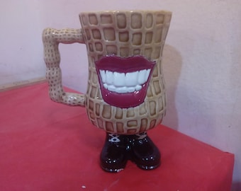 Vintage Ceramic Mugs and Bank, Jimmy Carter Smiling Peanut Mug or Unpainted Bank or Hamm's Beer "Land of Sky-Blue Water" Mug by Pabst#