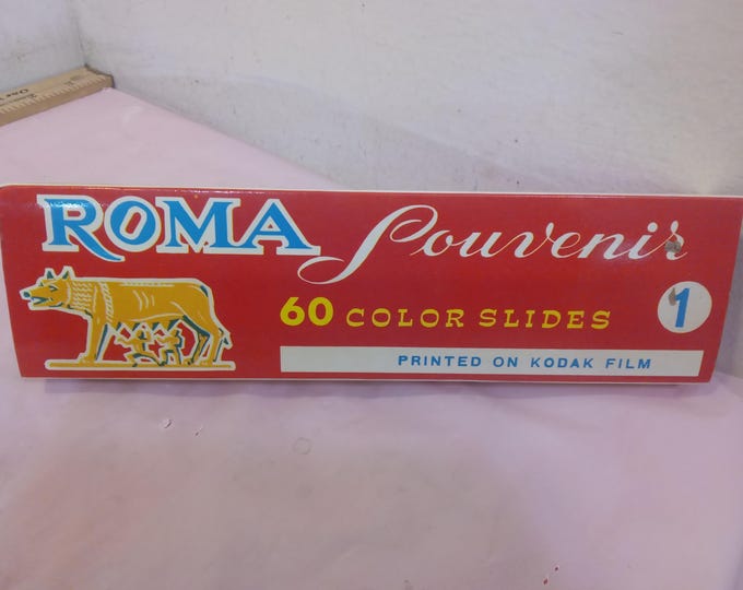 Vintage Photo Slides, Souvenir Photo Slides of Rome and the Vatican, 60 Slides on Kodak Film with Original Packaging