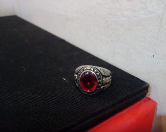 Vintage Military Rings, United States Sterling Airforce Ring or Sterling Army Ring with Stones#