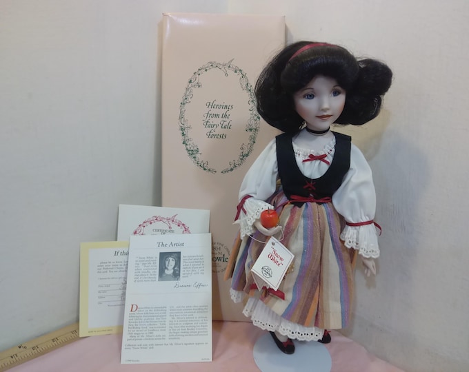 Vintage Porcelain Doll, Heroines from the Fairy Tale Forests "Snow White" by Edwin M. Knowles, Made by Ashton Drake, 1990s