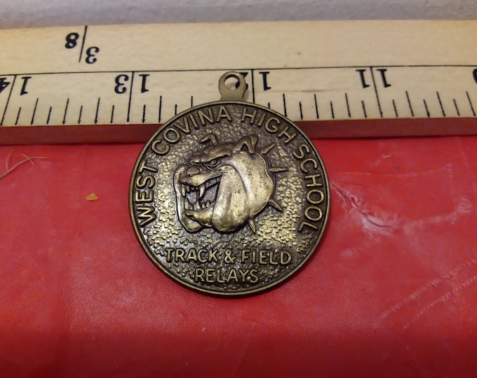 Vintage Medal/Pendant, West Covina High School Track and Field Relays with Bulldog on Front#p