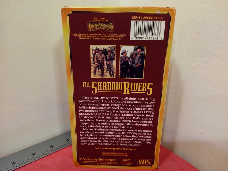 The Shadow Riders Kate Vintage VHS Movie Tape, the Shadow Riders, Tom Selleck, 1992~ - Etsy
