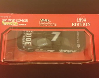 Vintage Diecast Nascar Car, Racing Champions Jeff Burton #99 Exide Nascar Car, 1:24 Diecast Vehicle Edition, 1997