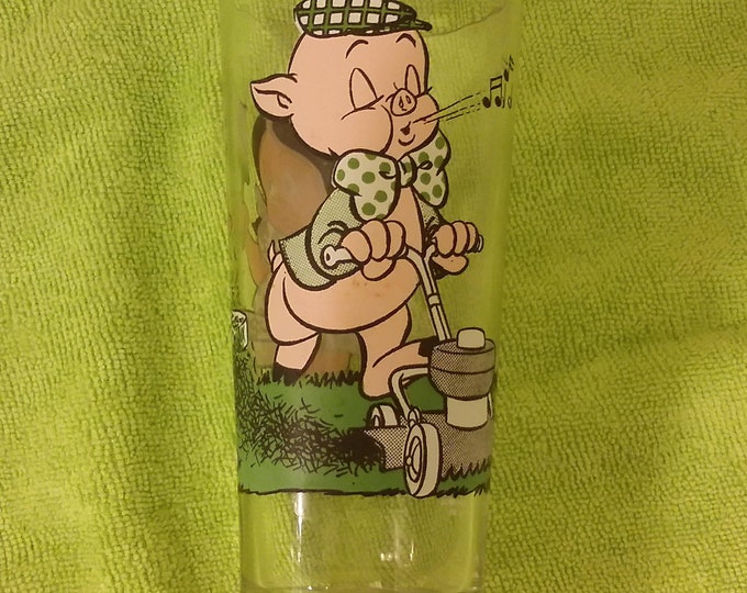 Vintage Looney Tunes Pepsi Collector Series Glass, Porky Pig and Petunia Pig, 1976