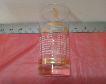 Vintage Collector Glass, Heavyweight Champions of the World Drinking Glass, Gold and White, 1950's#