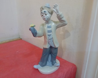 Vintage Porcelain Clown Figurine, Hocho an Mexico by Desako, Limited Edition, 1993