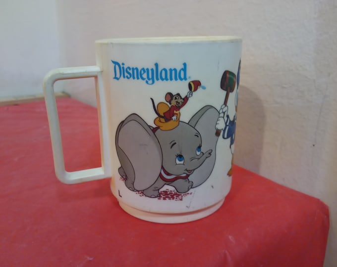 Vintage Child's Drinking Cup, Plastic Disneyland Child's Cup by Walt Disney Productions, 1970's