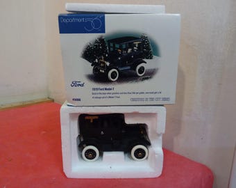Vintage Christmas Village Decor, Department 56 Figurine Decor of People and Car, 1990's