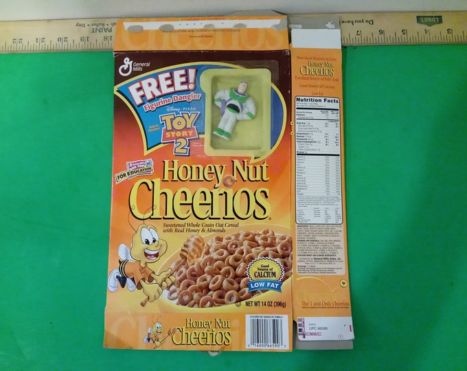 Vintage Honey Nuts Cheerios Box W/ Toy Story 2 Figure Buzz Lightyear, 1997 #