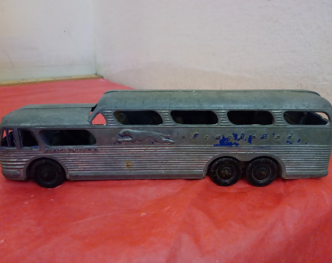 Vintage Pressed Steel Toy Bus, Greyhound Scenic Cruiser Bus, 1960's#