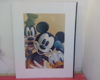 Vintage Disney Print, Walt Disney World Print of Mickey Mouse, Donald Duck, and Goofy