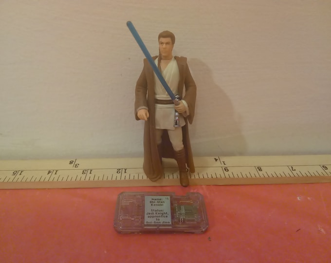 Vintage Star Wars Action Figure, Obi-Wan Kenobi and Commtech by Hasbro, 1999