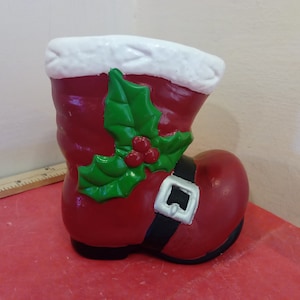 Vintage Ceramic Planter, Santa Boot Planter