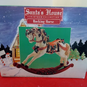 Vintage Christmas Decoration, Santa&#39;s House Christmas Collection Rocking Horse by Price No. 5175, 1994