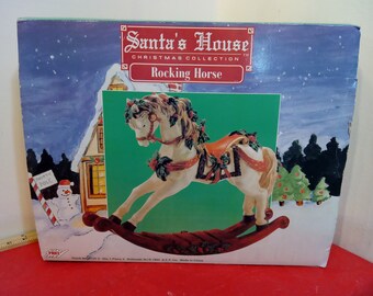 Vintage Christmas Decoration, Santa's House Christmas Collection Rocking Horse by Price No. 5175, 1994