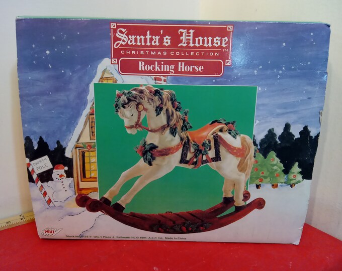 Vintage Christmas Decoration, Santa's House Christmas Collection Rocking Horse by Price No. 5175, 1994