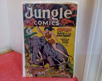 Vintage Comic Books, Jungle Comics by Fiction House Magazines, Kaanga Jungle Lord "Raid of the Fire-Fangs" #110 Feb., 1949
