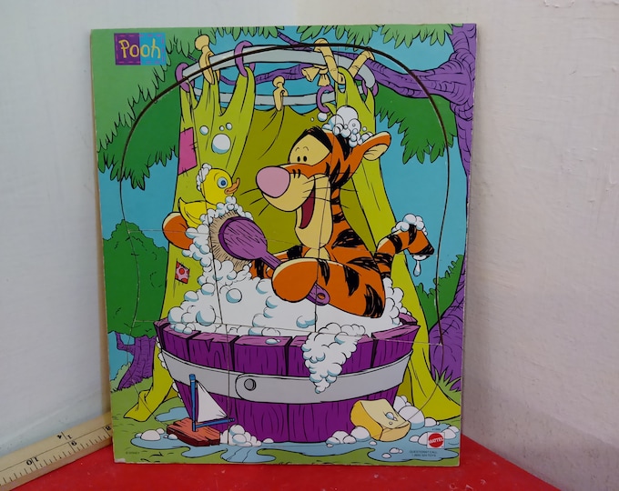 Vintage Frame Puzzle, Disney's Winnie the Pooh Wooden Frame Tray Puzzle by Mattel, 1980's