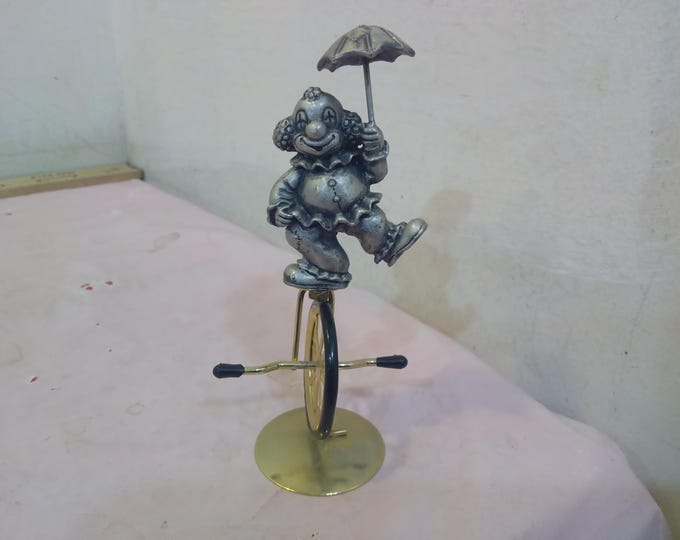 Vintage Metal/Pewter Clown Figurines, Clown on Unicycle, Clown on Swing, Clown on Tricycle or Clown Walking