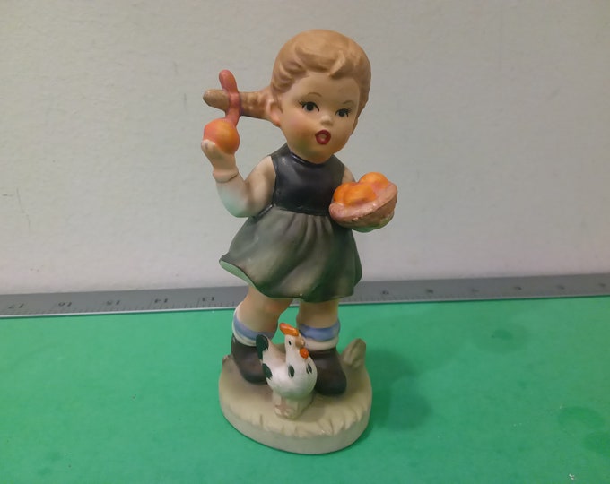 Vintage "Childs Life",  Little Girl with Chicken by Royal Crown