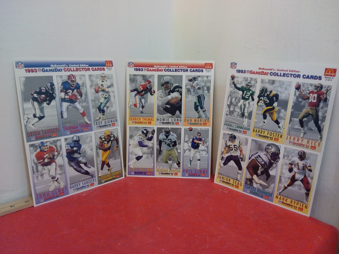 Vintage Football Cards, Mcdonald's Limited Edition Gameday Collector Cards  on Sheet, 1993 - Etsy