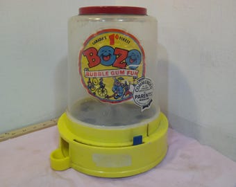 Vintage Bubble Gum Machine, Store Countertop Bubble Gum Machine "Bozo" Canada's Finest Bubble Gum Fun by O-Pee-Chee Co.