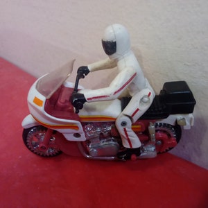Vintage Toy Motorcycle, LJN Rough Riders 2X2 Motorcycle with Windshield and Hot Shoe Rider, 1982