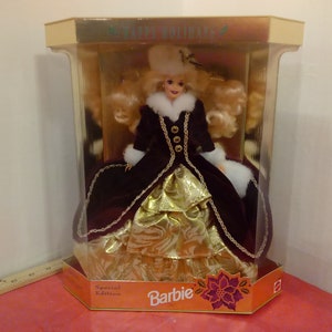 Vintage Barbie Puppe, Special Edition Happy Holiday Barbie mit Ständer, 1996