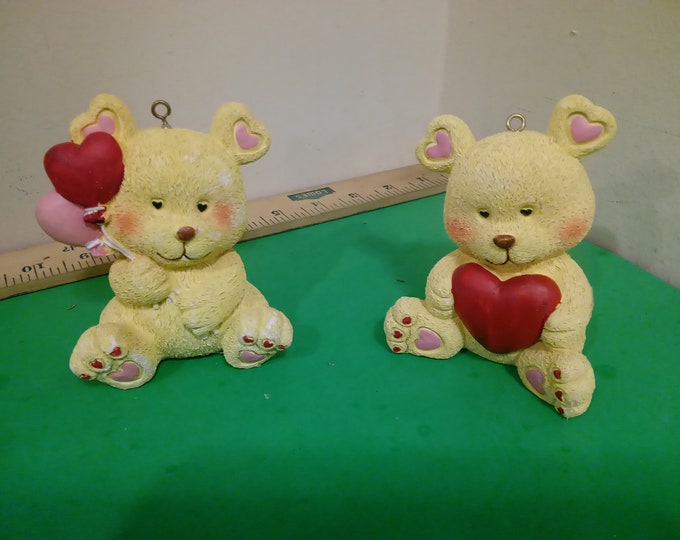 Vintage Valentine Bear Ornament Figurines, 1980's*a