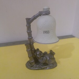Vintage Michael Ricker Pewter Figurine, &quot;Panda by Tree&quot;, 1983