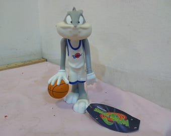 Vintage Plastic/Vinyl Figurine, Bugs Bunny in Space Jam with Basketball, Tune Squad, 1996#