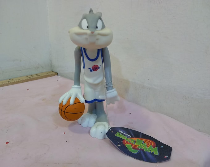 Vintage Plastic/Vinyl Figurine, Bugs Bunny in Space Jam with Basketball, Tune Squad, 1996#