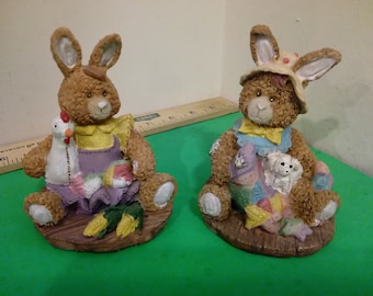 Vintage Bunnies with Toys Figurines, 1980's*a