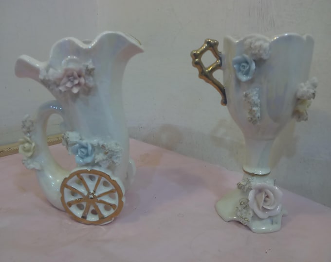 Vintage Figurines and Vases, Lipper & Mann Vases, Asahi Vase, Green Handle Vase, Barlett-Collins Small Pink Vases, or Teleflora Rose