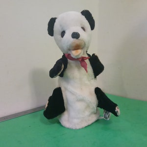 Vintage Hand Puppet by Woolikin Plush Toy Doll, Panda, 1960&#39;s~