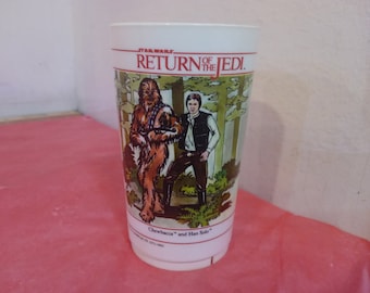 Vintage Plastic Child's Cup, Star Wars Plastic Cup "Jedi Strikes Back" by Deka Plastic, 1983#