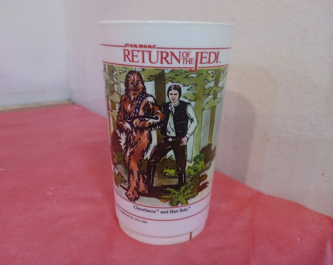 Vintage Plastic Child's Cup, Star Wars Plastic Cup "Jedi Strikes Back" by Deka Plastic, 1983#