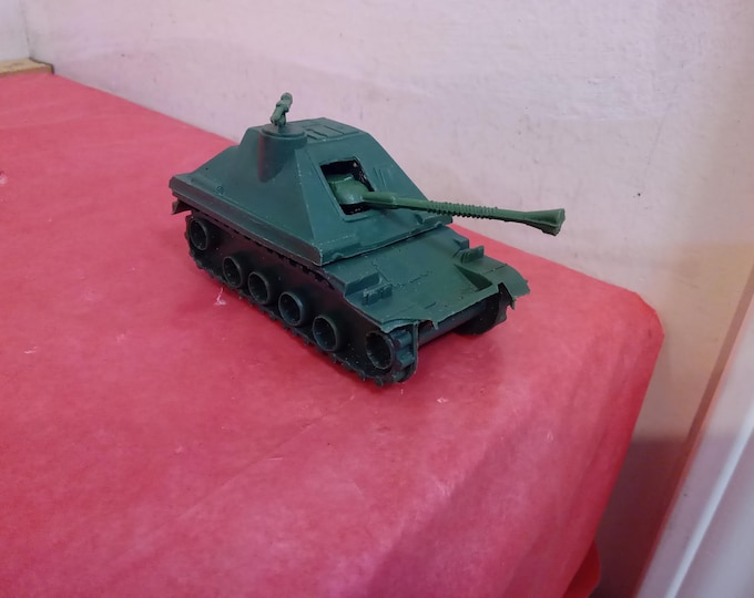Vintage Pretend Play Vehicles, Plastic Toy Vehicles, Tanks, Halftracks, Jeeps and Howitzer made by Aurora, Made in USA, or in Hong Kong