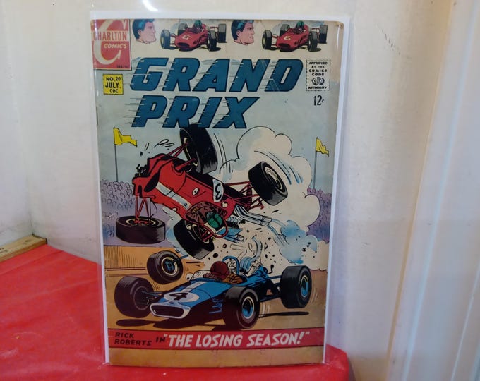 Vintage Charlton Comic Books, Drag N' Wheels or Grand Prix, 1950-60's
