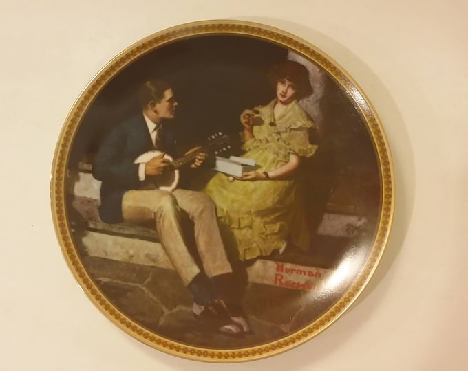 Collectible Knowles Plate "Pondering on the Porch" Norman Rockwell, 1982