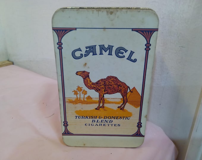 Vintage Tobacco Tins and Ashtray, Camel Tobacco Tins and Tin Ashtray, Rectangle Tin, Round Tin with or Without Lid or Ashtray