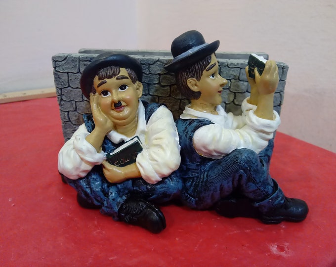 Vintage Large Business Card Holder or File Folder Holder, Laurel and Hardy Book Holder, Large Business Card Holder