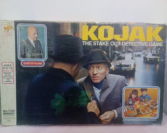 Vintage Board Game, Kojak "The Stake Out Detective Game" by Milton Bradley, Telly Savalas Signature on Box, 1970's#