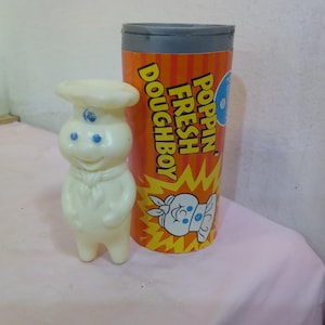 Vintage Pillsbury Figurines, Pillsbury Poppin Fresh Doughboy in Can, Pillsbury Dough Girl or Pillsbury Boy or Girl Saltshakers, 1970&#39;s#