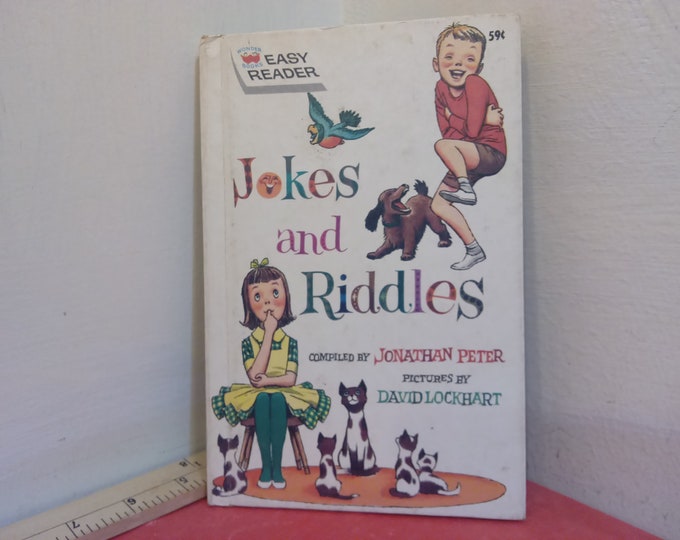 Vintage Children Book, Jokes and Riddles by Jonathan Peter, Easy Reader by Wonder Books, 1963