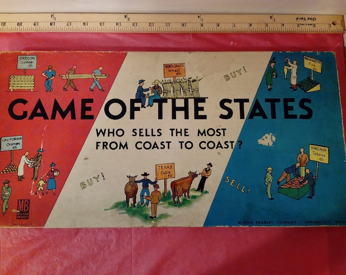 Vintage Board Game, Game of the States by Milton Bradley, 1940#