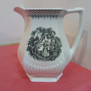 Vintage Pitcher or Creamer, Real English Ironstone, Wm Adams and Sons England Minuet, 1940&#39;s