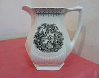 Vintage Pitcher or Creamer, Real English Ironstone, Wm Adams and Sons England Minuet, 1940's