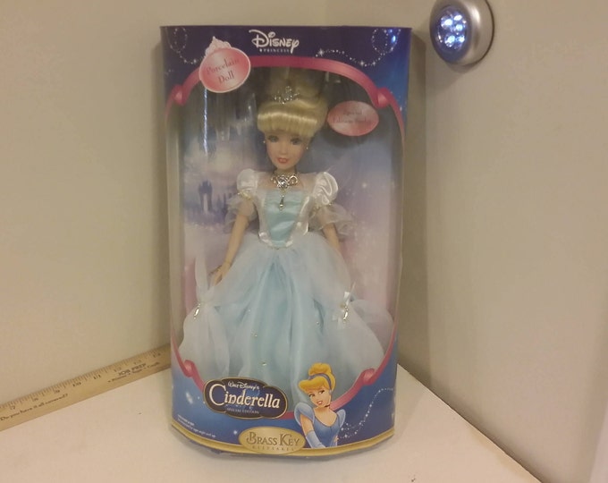 Vintage Doll, Disney Princess Cinderella Porcelain Doll, Special Edition Brass Key Doll, 2005