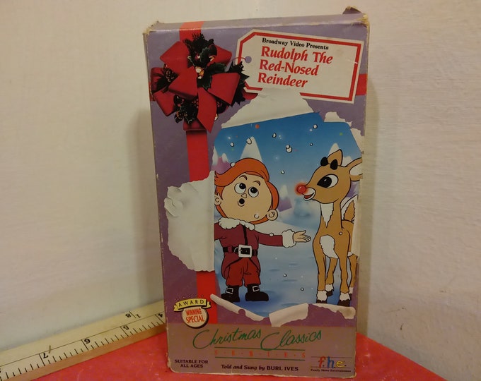 Vintage VHS Movie Tape, Rudolph the Red Nosed Reindeer, 1989